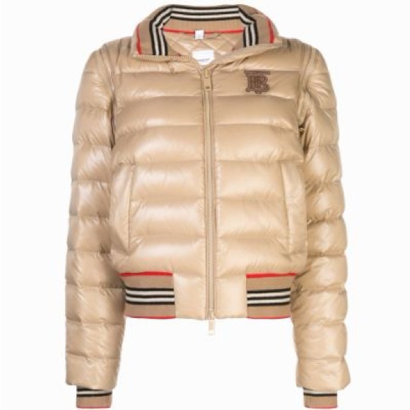 PRE-LOVED BURBERRY STRIPE BOMBER PUFFER JACKET VEST - Picture 1 of 12